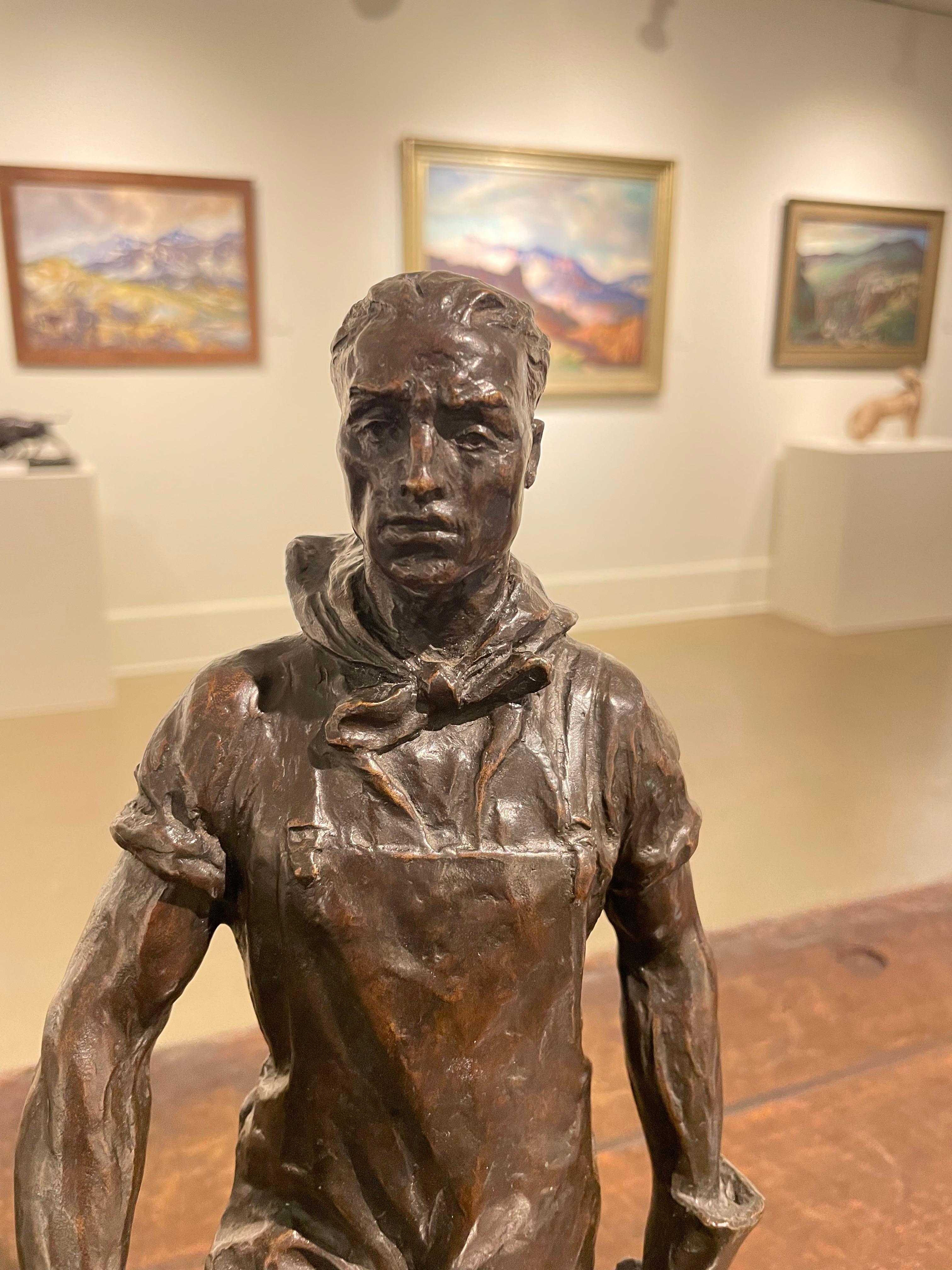 Locomotive Ingenieur, Bronze-Laborarbeiter des frühen 20. Jahrhunderts, Cleveland School im Angebot 7