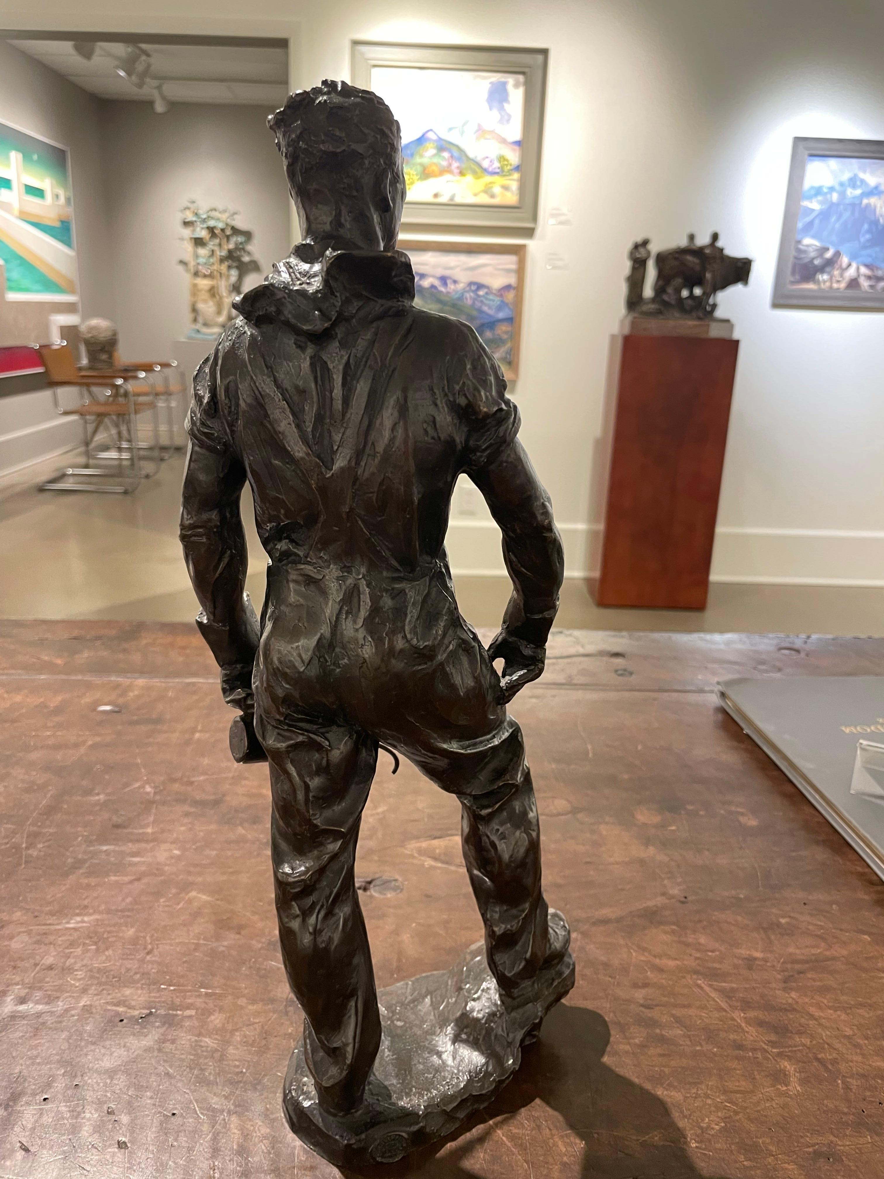 Locomotive Ingenieur, Bronze-Laborarbeiter des frühen 20. Jahrhunderts, Cleveland School im Angebot 8