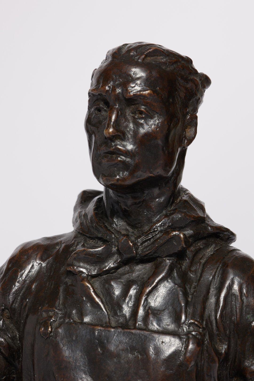 Locomotive Ingenieur, Bronze-Laborarbeiter des frühen 20. Jahrhunderts, Cleveland School – Sculpture von Max Kalish