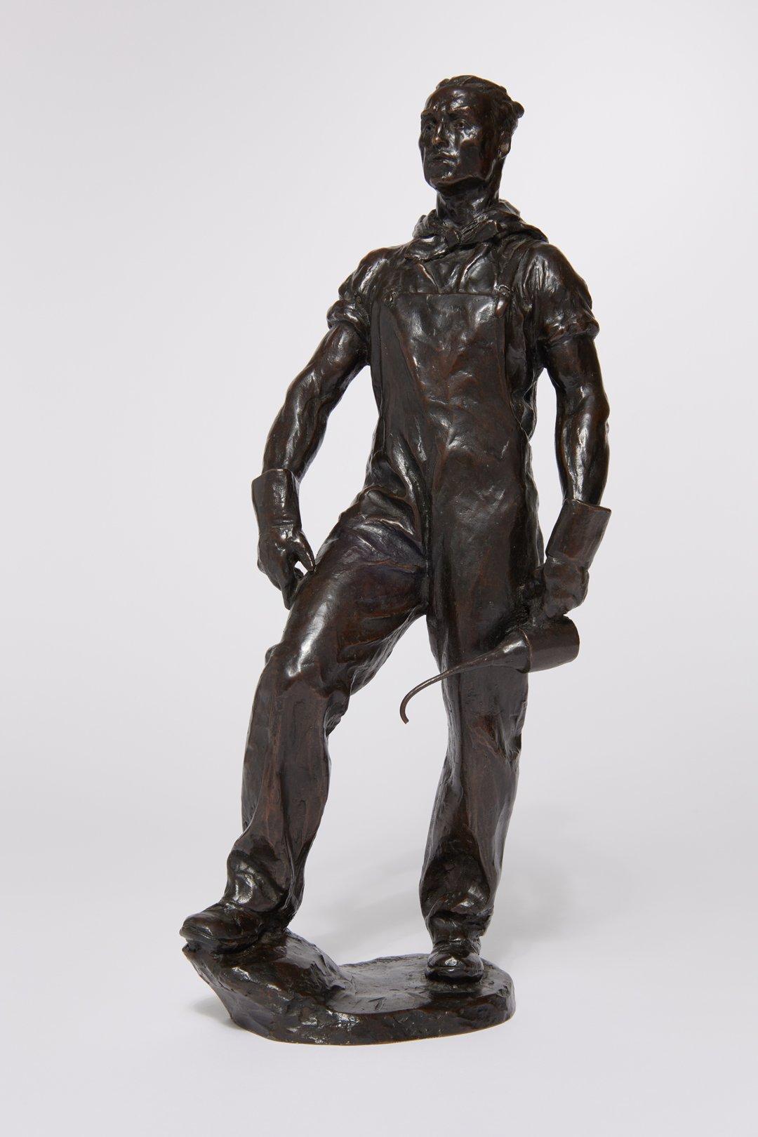 Locomotive Ingenieur, Bronze-Laborarbeiter des frühen 20. Jahrhunderts, Cleveland School im Angebot 1