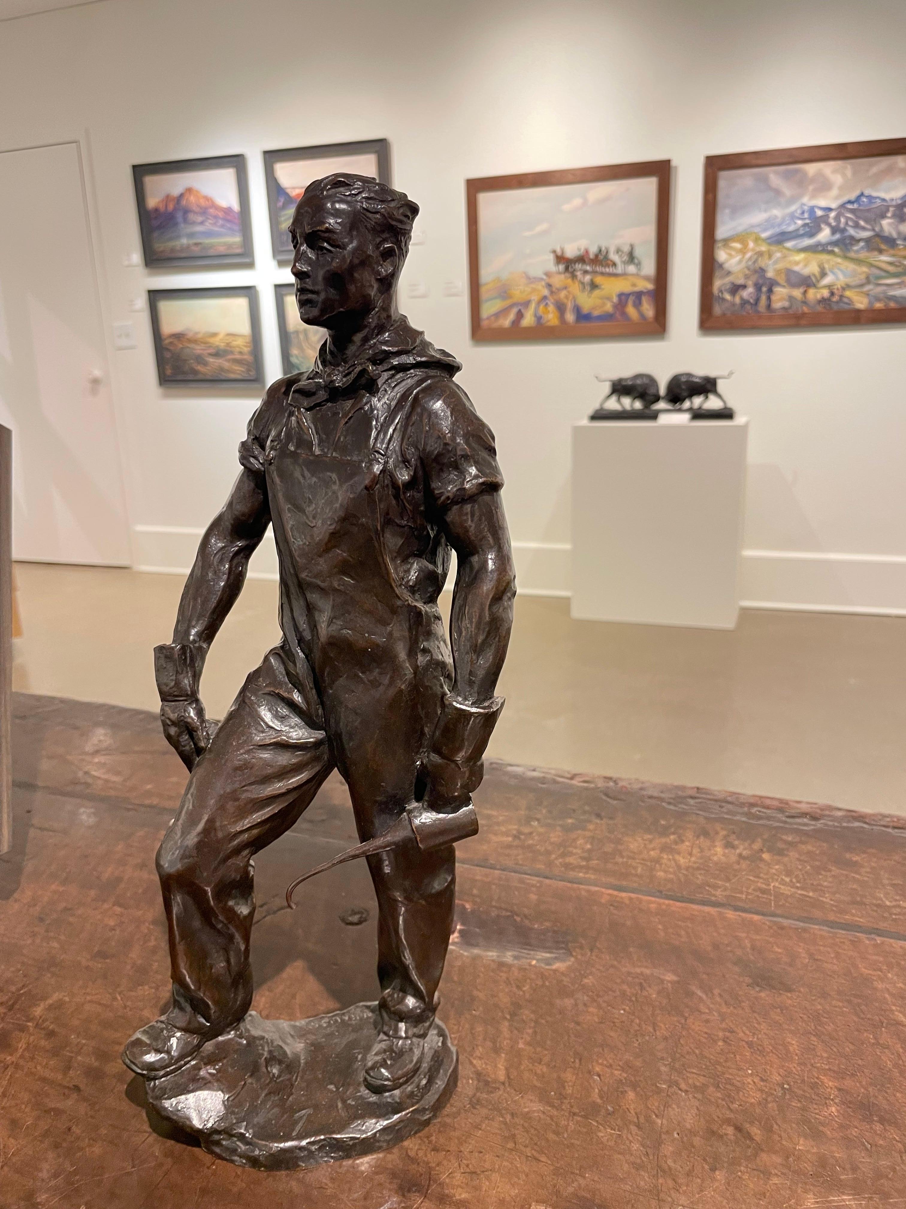 Locomotive Ingenieur, Bronze-Laborarbeiter des frühen 20. Jahrhunderts, Cleveland School im Angebot 4