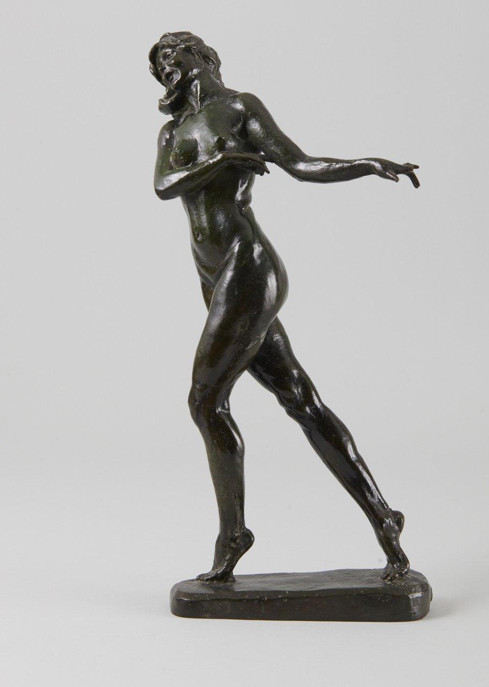 Figurative Sculpture Max Kalish - Nu marchant, début du 20e siècle Sculpture en bronze, Cleveland School Artist