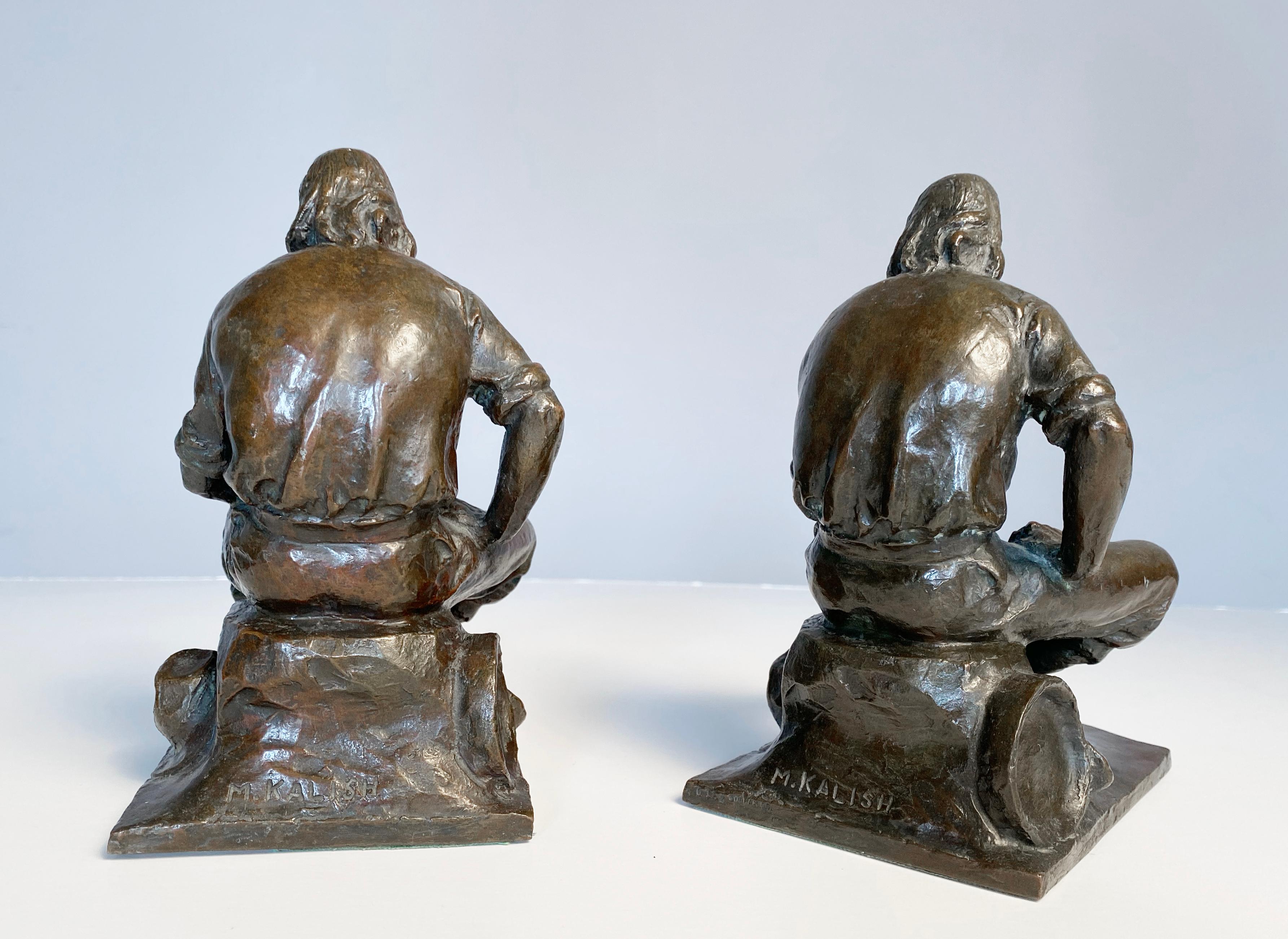 Pair of Miner Bookends - Academic Sculpture by Max Kalish