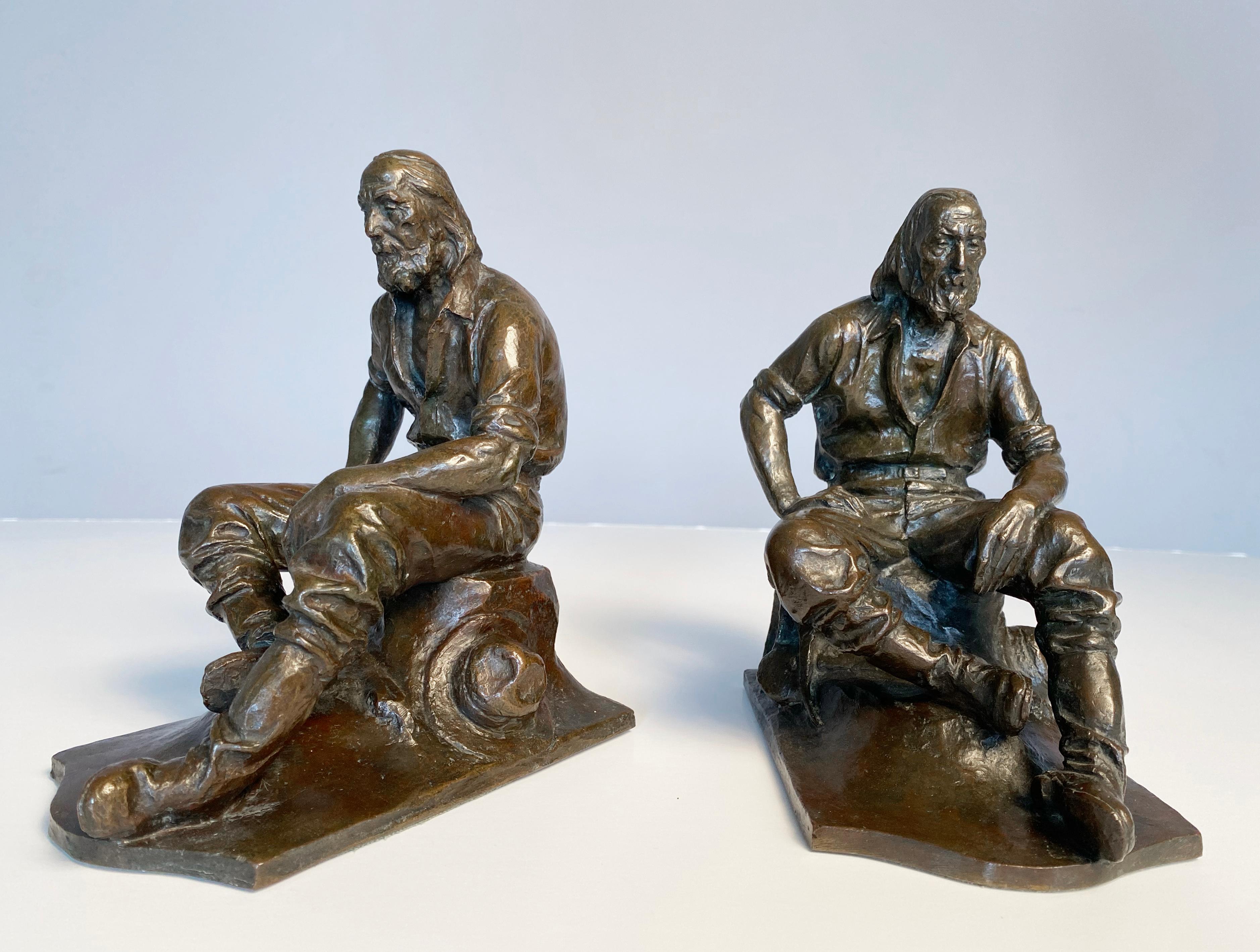 Max Kalish Figurative Sculpture - Pair of Miner Bookends