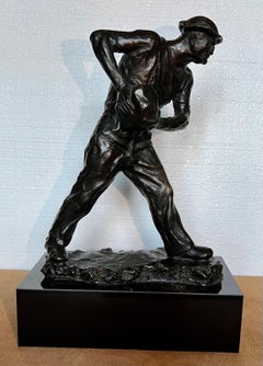 "Road Builder" 20th Century Modern WPA Labor Bronze WPA Depression-Era Sculpture
