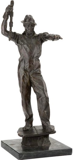 Sculpture en bronze « Steel Worker » de la série de travail de l'artiste