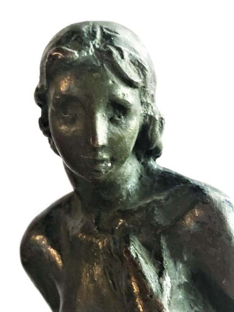 Max Kalish, “Anna”, Seated Nude Patinated Bronze Sculpture, 1934 For