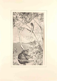 Bear and Elf from "Intermezzi"  - Etching by Max Klinger - 1881