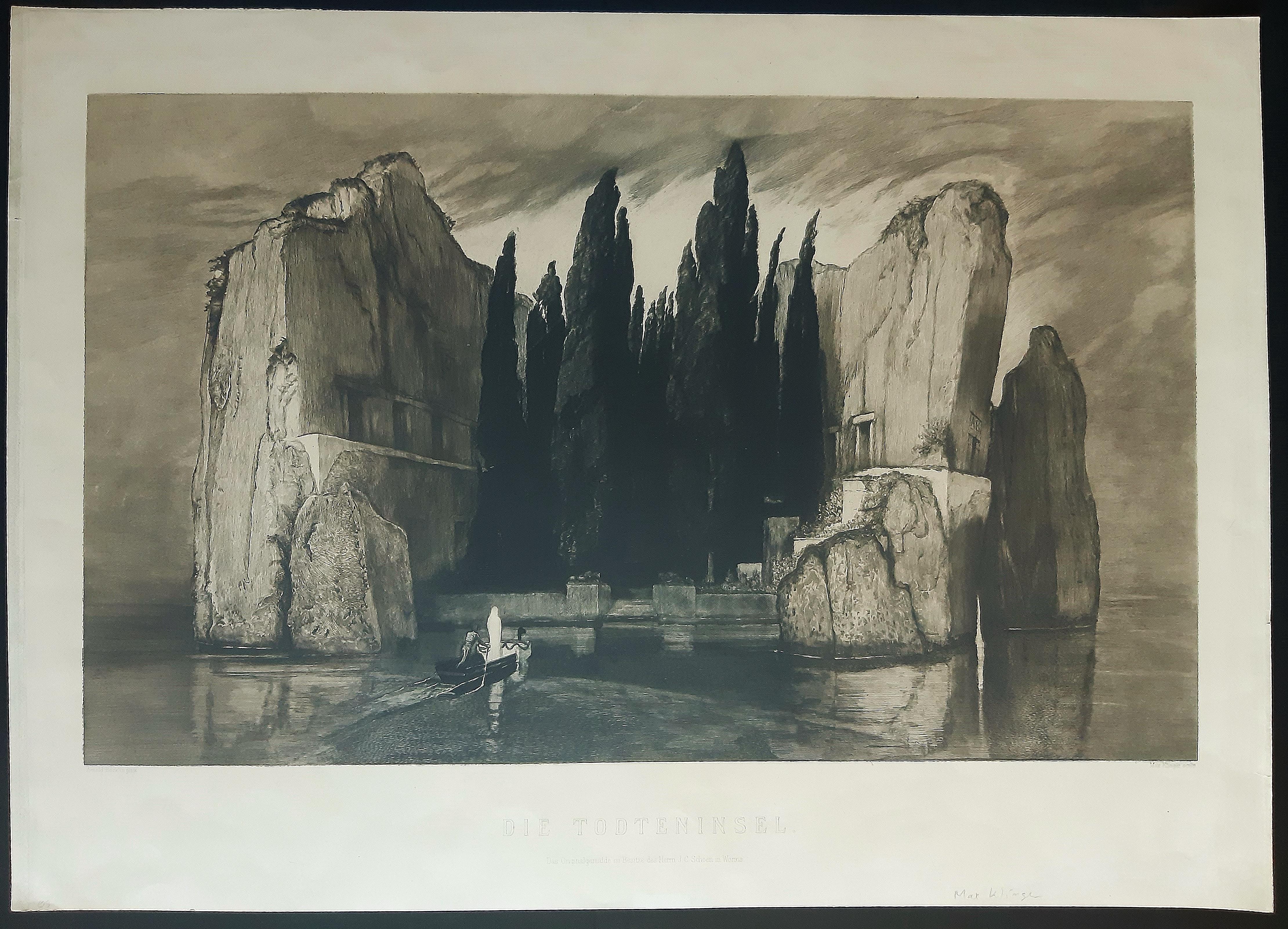 Die Toteninsel (L'île des morts) - par M. Klinger d'après A. Bocklin - 1890 - Print de Max Klinger