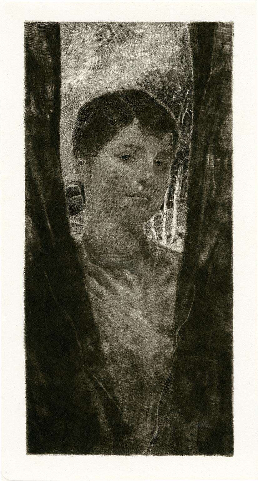 Max Klinger Figurative Print - Erinnerung (Remembrance) — Turn-of-the Century Romantic Etching