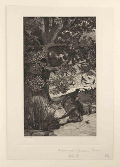 Jinete caído - Aguafuerte de Max Klinger - 1881
