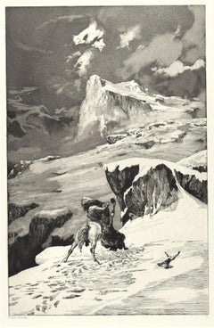 Fight Between Centaurs – Radierung und Aquatinta von Max Klinger – 1881