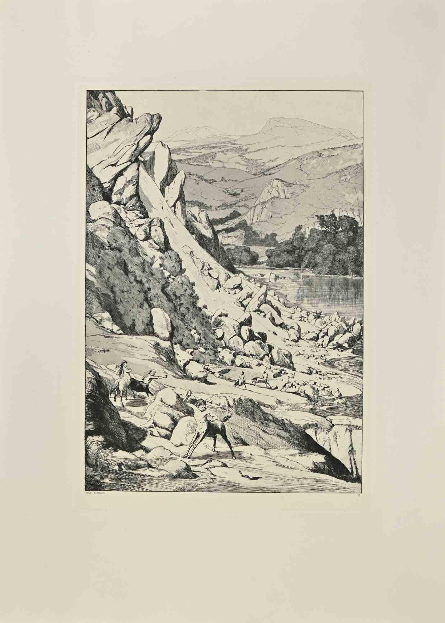 Landslide from Intermezzi belongs to a series of prints called Intermezzi realized by Max Klinger, published by Nurnberg: Stroefer, 1881.

Etching on paper.

Signed on the plate

Good conditions.

Dedicated to the engraver and art dealer Hermann