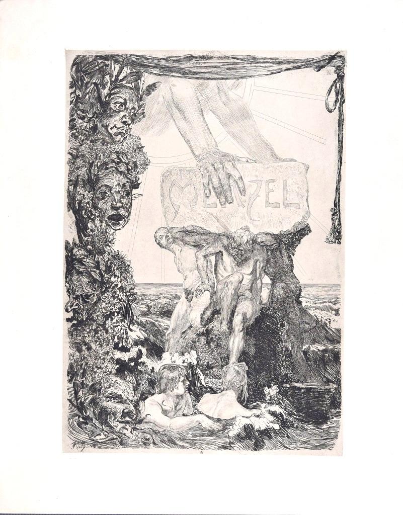 Menzel Fest-Blatt est une belle gravure en noir et blanc sur papier Japon, réalisée en 1884 par l'artiste Max Klinger (Leipzig, 1857- Grossjena 1920), et publiée dans le "Max Klinger-Album" en 1925.

Signé sur la plaque dans le coin inférieur