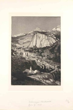 Moonlit Night from Intermezzi - Etching by Max Klinger - 1881