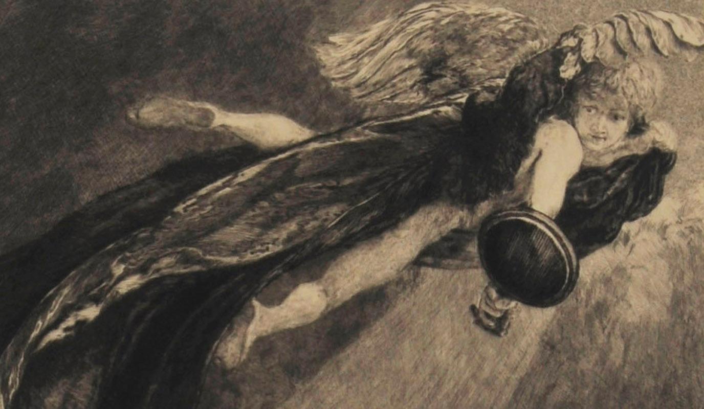 Neue Träume von Glück (New Dreams of Happiness) - Black Nude Print by Max Klinger