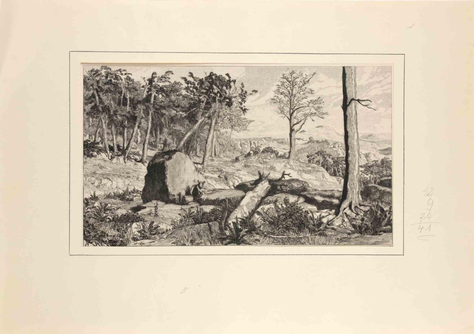 Opus IV, Simplicius in der Waldeinode - Aguafuerte de Max Klinger - 1881