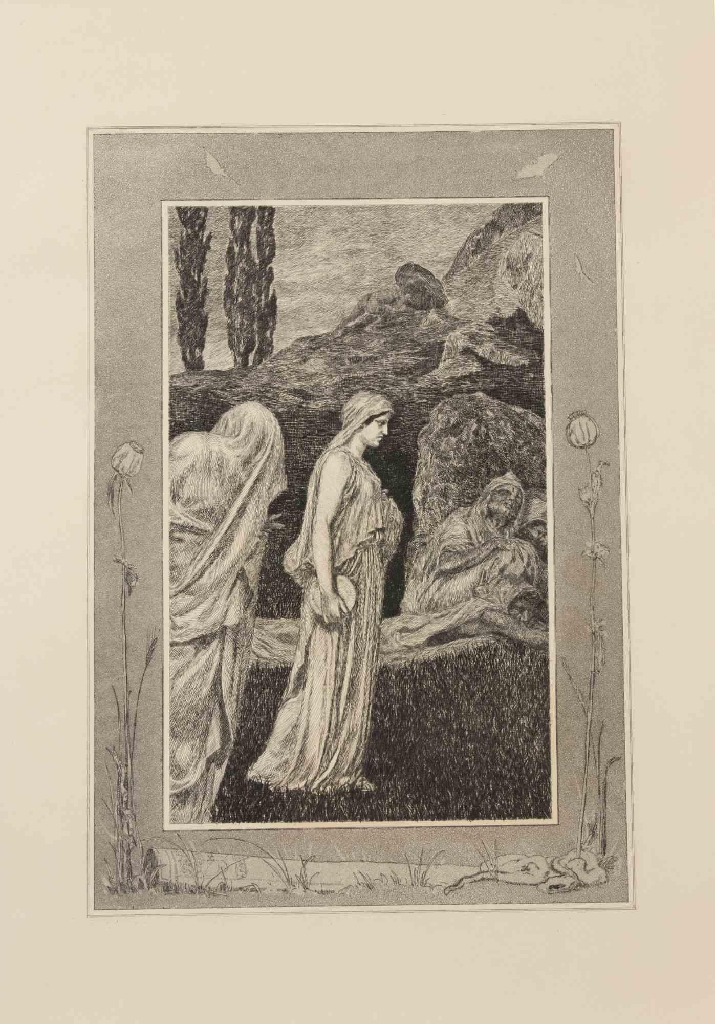 Etching and aquatint realized in 1909.

Belongs to the series "Amor und Psyche. Opus V".

Very good condition.