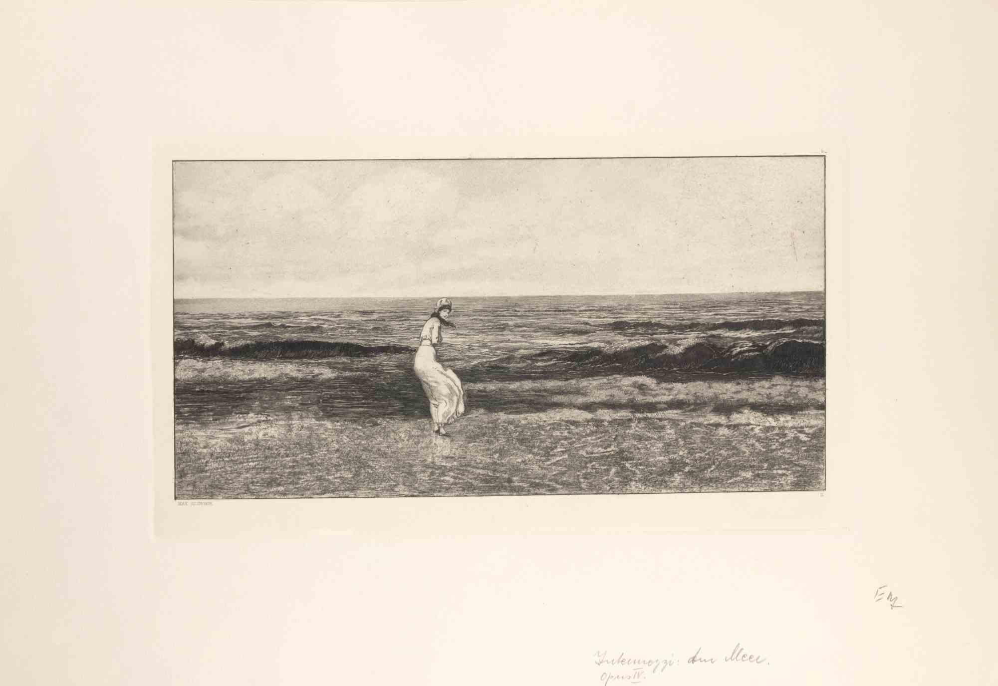 Seaside from Intermezzi belongs to a series of prints called Intermezzi realized by Max Klinger, published by Nurnberg: Stroefer, 1881.

Etching on paper.

Signed on the plate

Good condition. 

Dedicated to the engraver and art dealer Hermann
