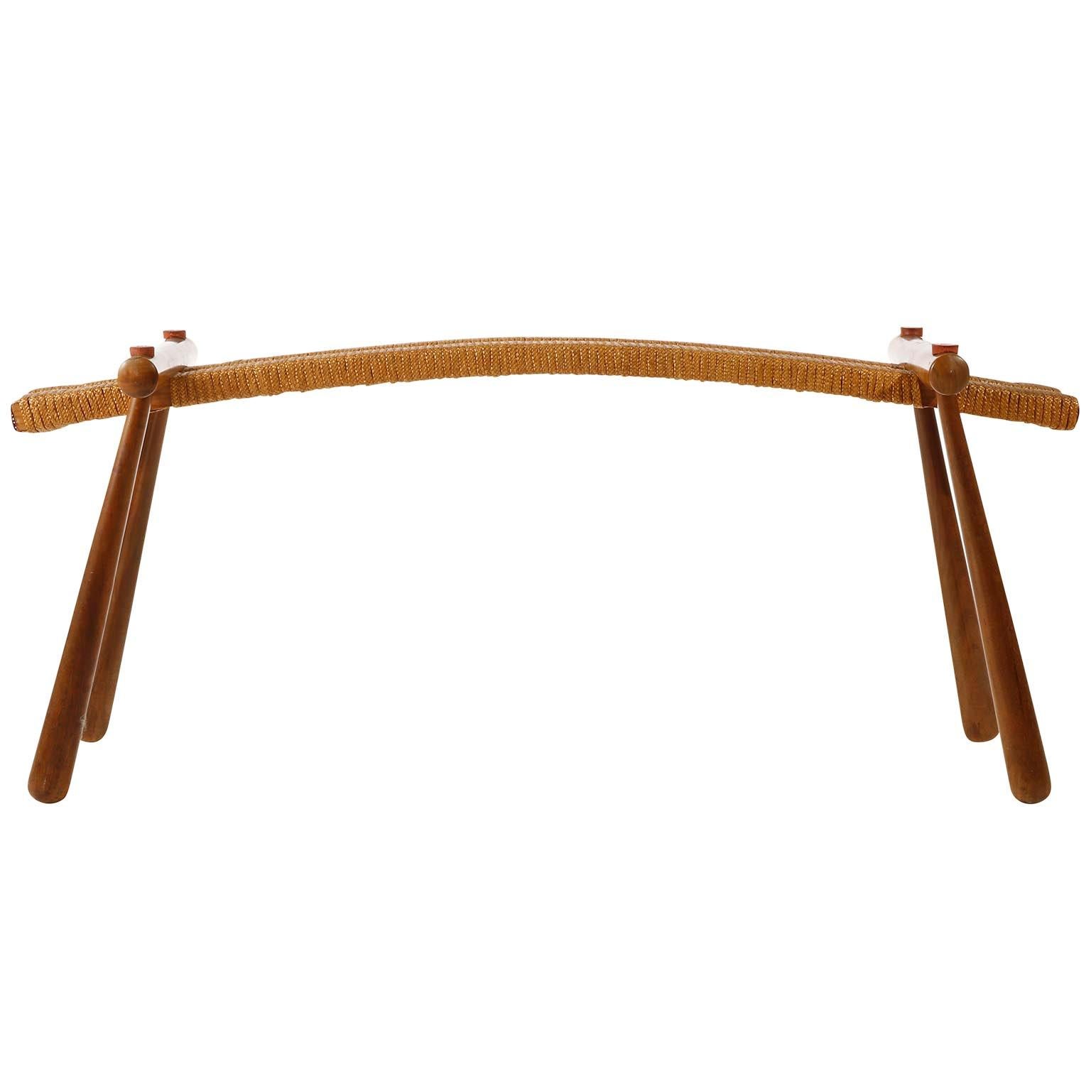 Corde Table d'appoint Max Kment, verre clair, Wood Wood, Autriche, années 1950 en vente