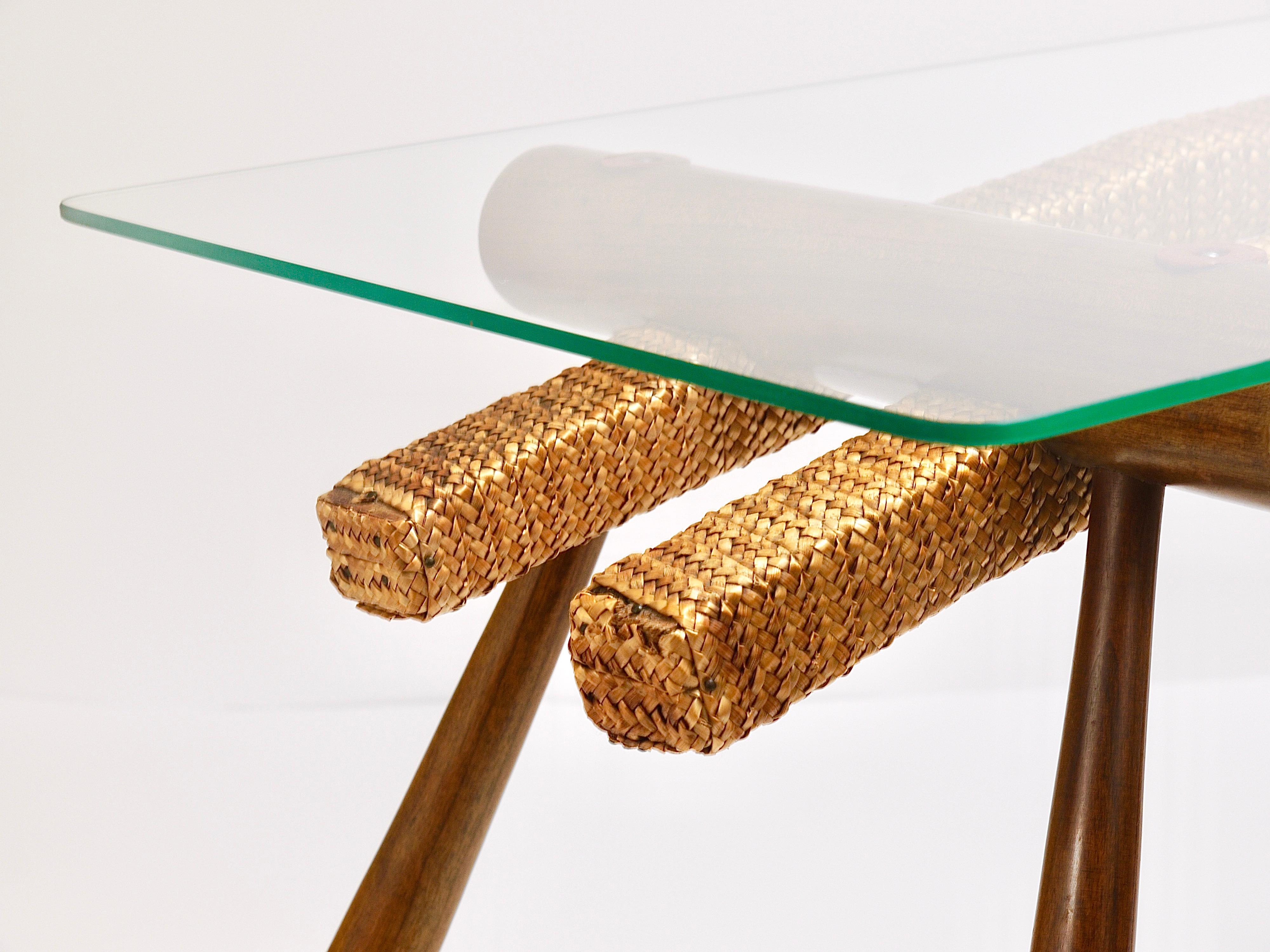 Max Kment Mid-Century Coffee Occasional Side Table, Maple, Rope, Austria, 1950s For Sale 6