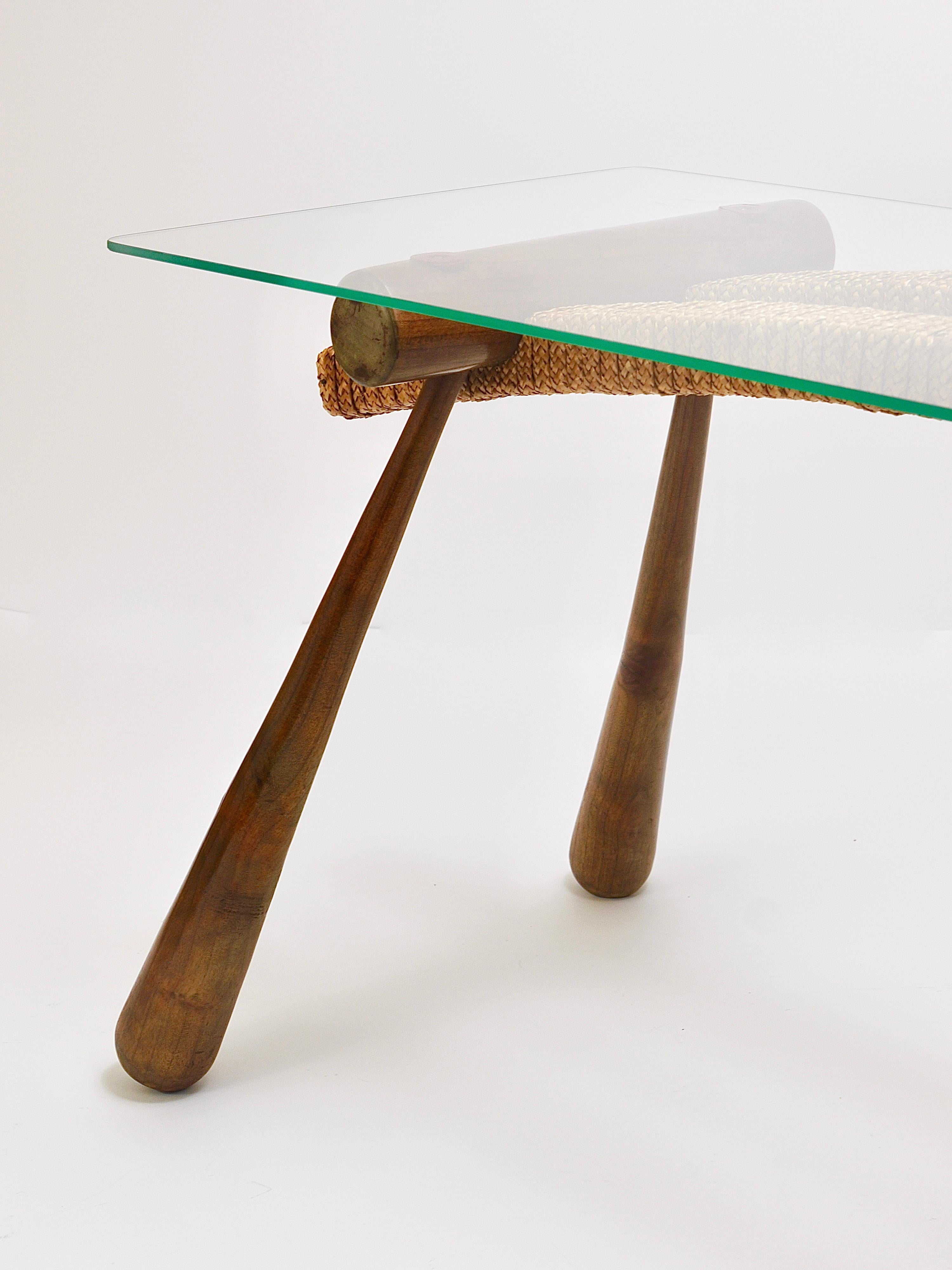 Max Kment Mid-Century Coffee Occasional Side Table, Maple, Rope, Austria, 1950s For Sale 10