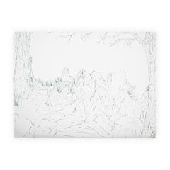 Zeitgenössisches abstraktes Landschaftsgemälde „Bramble 3“ in Dunkelgrün und Weiß