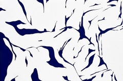 "Gap" Contemporary Blue & White Abstract Mountain Landscape Nature Painting