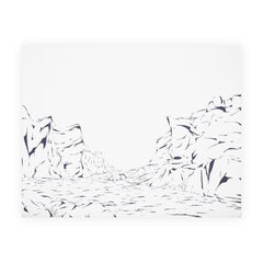 "Meander" Contemporary Gray & White Abstract Foliage Landscape Painting