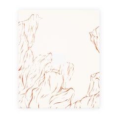 "Petals" Contemporary Orange & White Abstract Foliage Landscape Painting