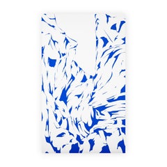 "Valley 2" Contemporary Blue & White Abstract Foliage Landscape Painting