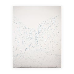 "Valley" Contemporary Blue & White Abstract Foliage Landscape Painting
