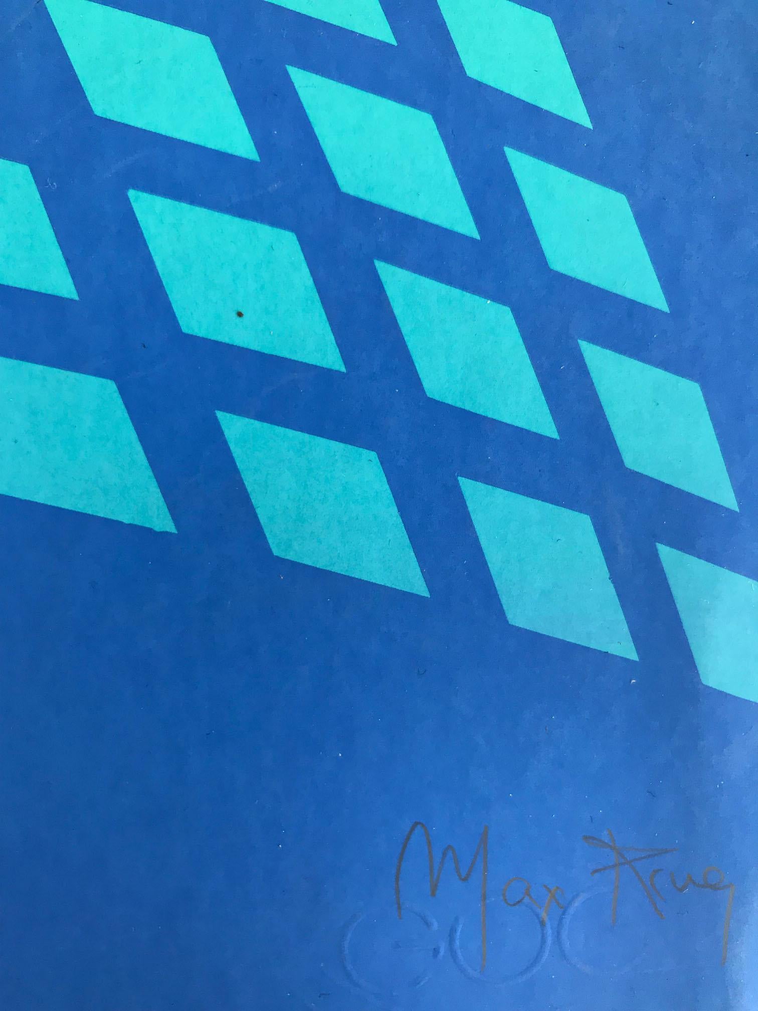 Op Art: Blue & Green Geometric Abstract  (Edition 20/100) For Sale 8