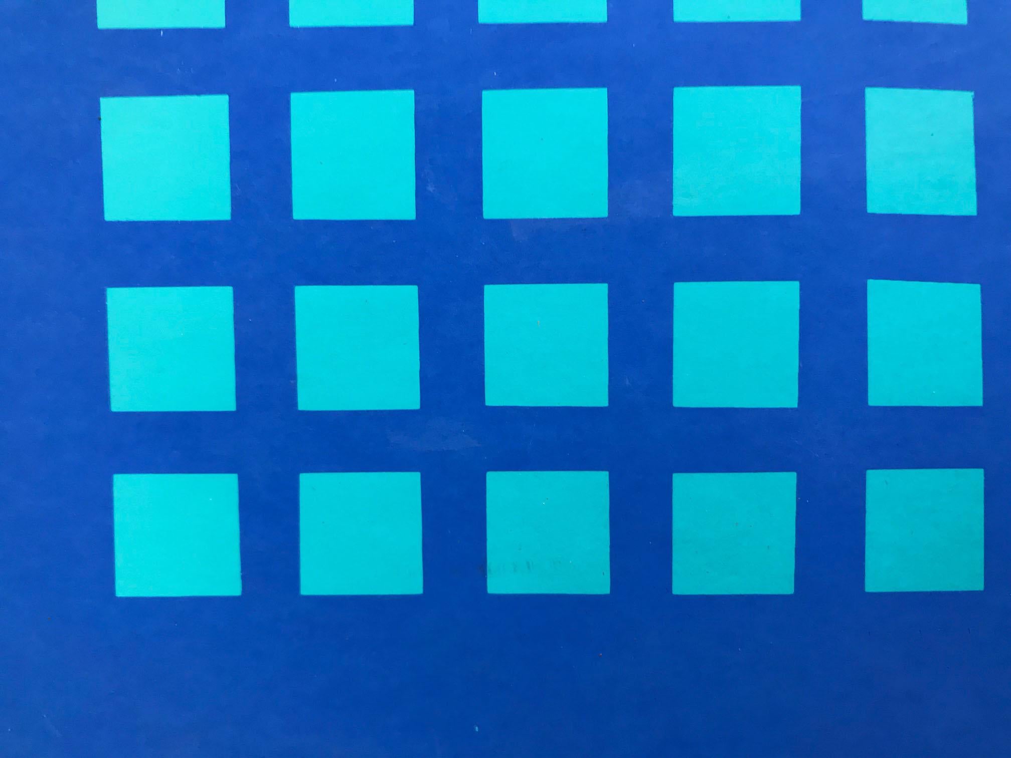 Op Art: Blue & Green Geometric Abstract  (Edition 20/100) - Print by Max Krug