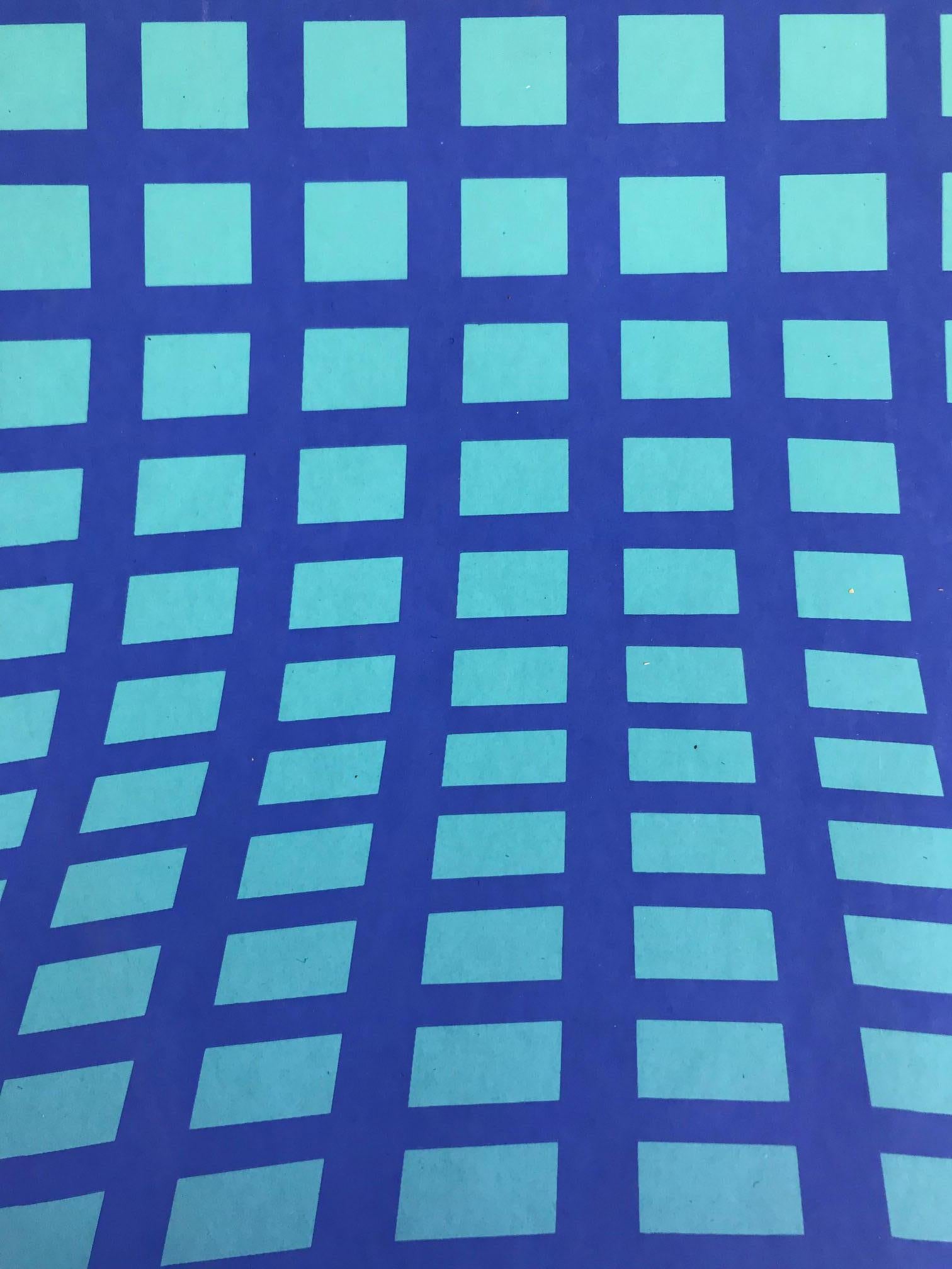 Op Art: Blue & Green Geometric Abstract  (Edition 20/100) For Sale 5