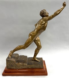 Max Kruse Bronze of a Classical Nude Male Figure Pheidippides Titled Nenikhkamen