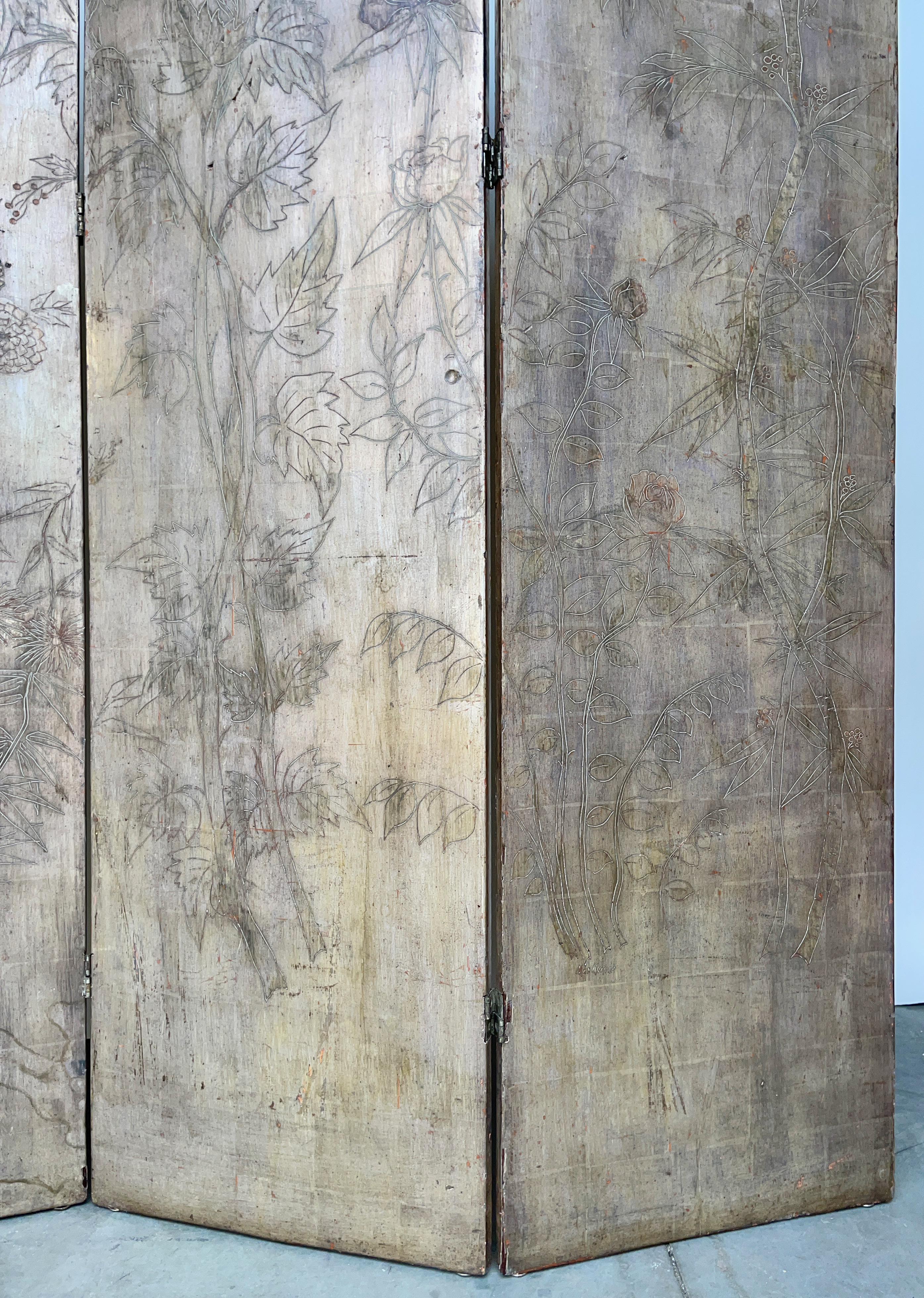 Doppelseitiger Bodenschirm von Max Kuehne mit vier Tafeln, signiert im Angebot 5