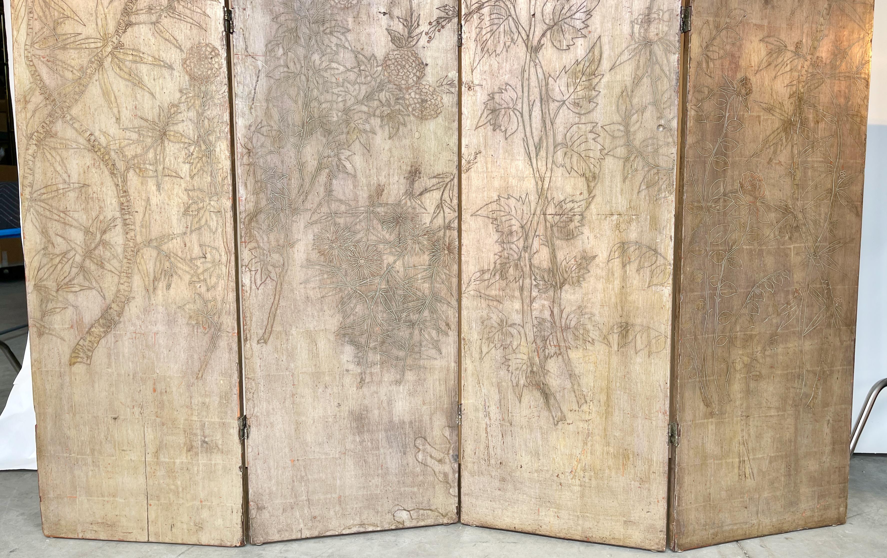 Doppelseitiger Bodenschirm von Max Kuehne mit vier Tafeln, signiert im Angebot 7