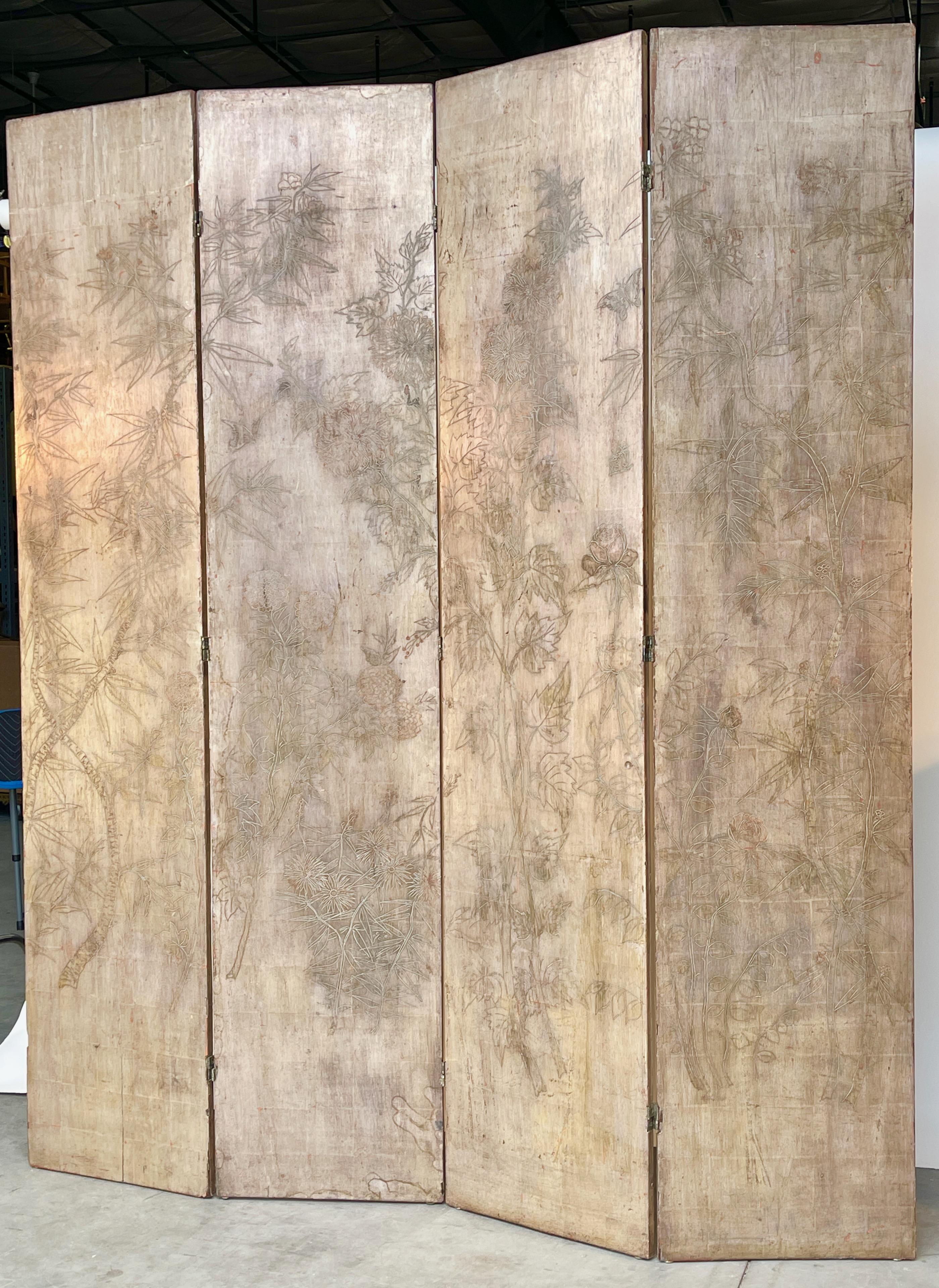 Doppelseitiger Bodenschirm von Max Kuehne mit vier Tafeln, signiert im Angebot 8