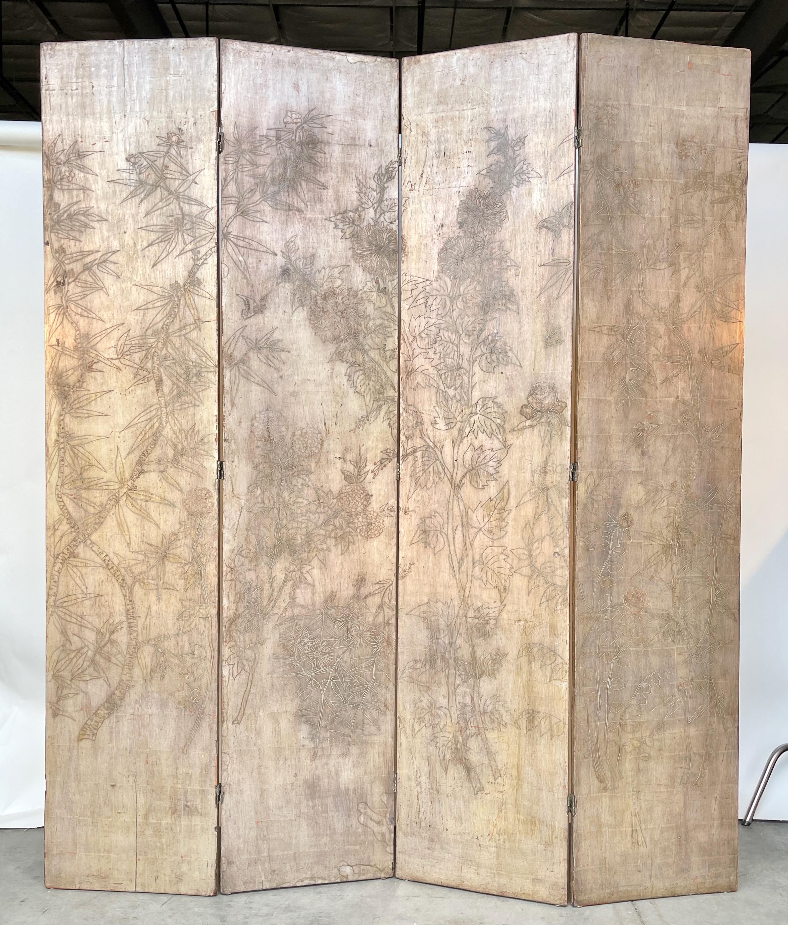 Doppelseitiger Bodenschirm von Max Kuehne mit vier Tafeln, signiert im Angebot 1