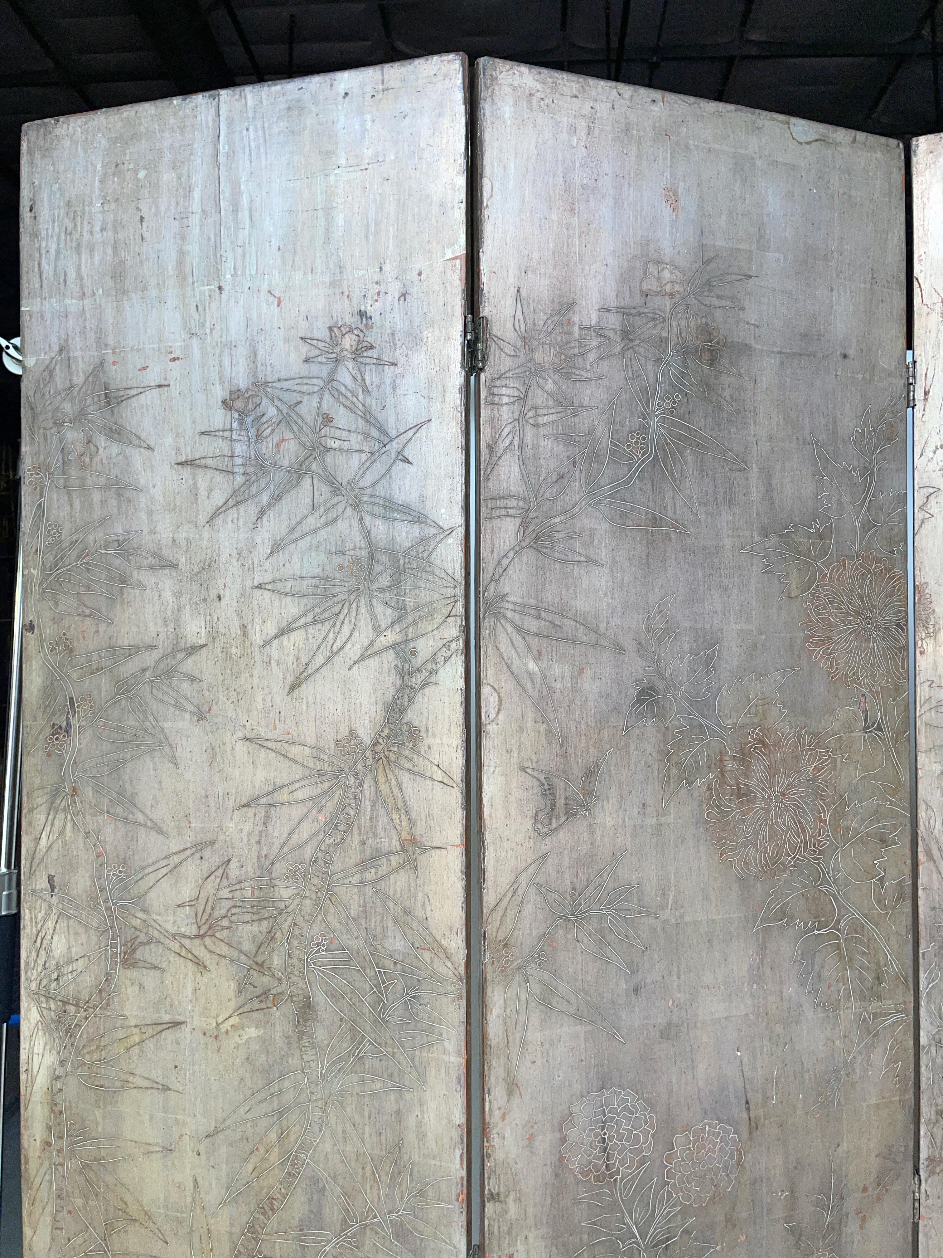 Doppelseitiger Bodenschirm von Max Kuehne mit vier Tafeln, signiert im Angebot 2