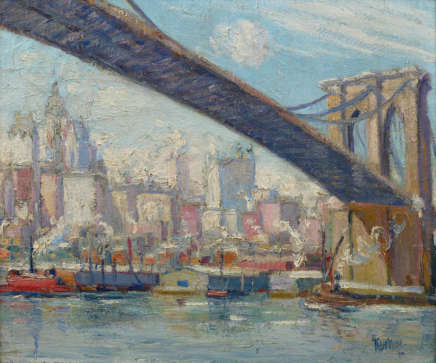 Brooklyn Bridge - Painting by Max Kuehne