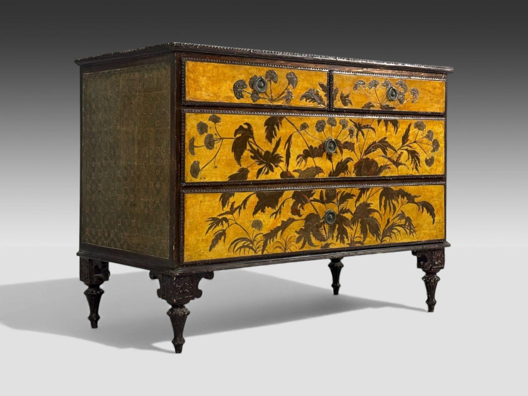 Max Kuehne, cassettiera o comò raro in foglia d'argento e legno dipinto, USA, anni '50

Raro e importante mobile progettato da Max Kuehne (tedesco/americano, 1880-1968) negli Stati Uniti, a metà del XX secolo. Firmato 