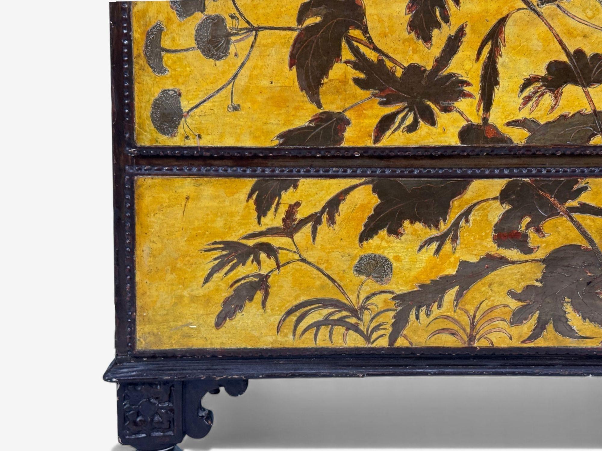 Metà XX secolo Max Kuehne, Commode in foglia d'argento, legno dipinto, raro, USA, anni '50 in vendita