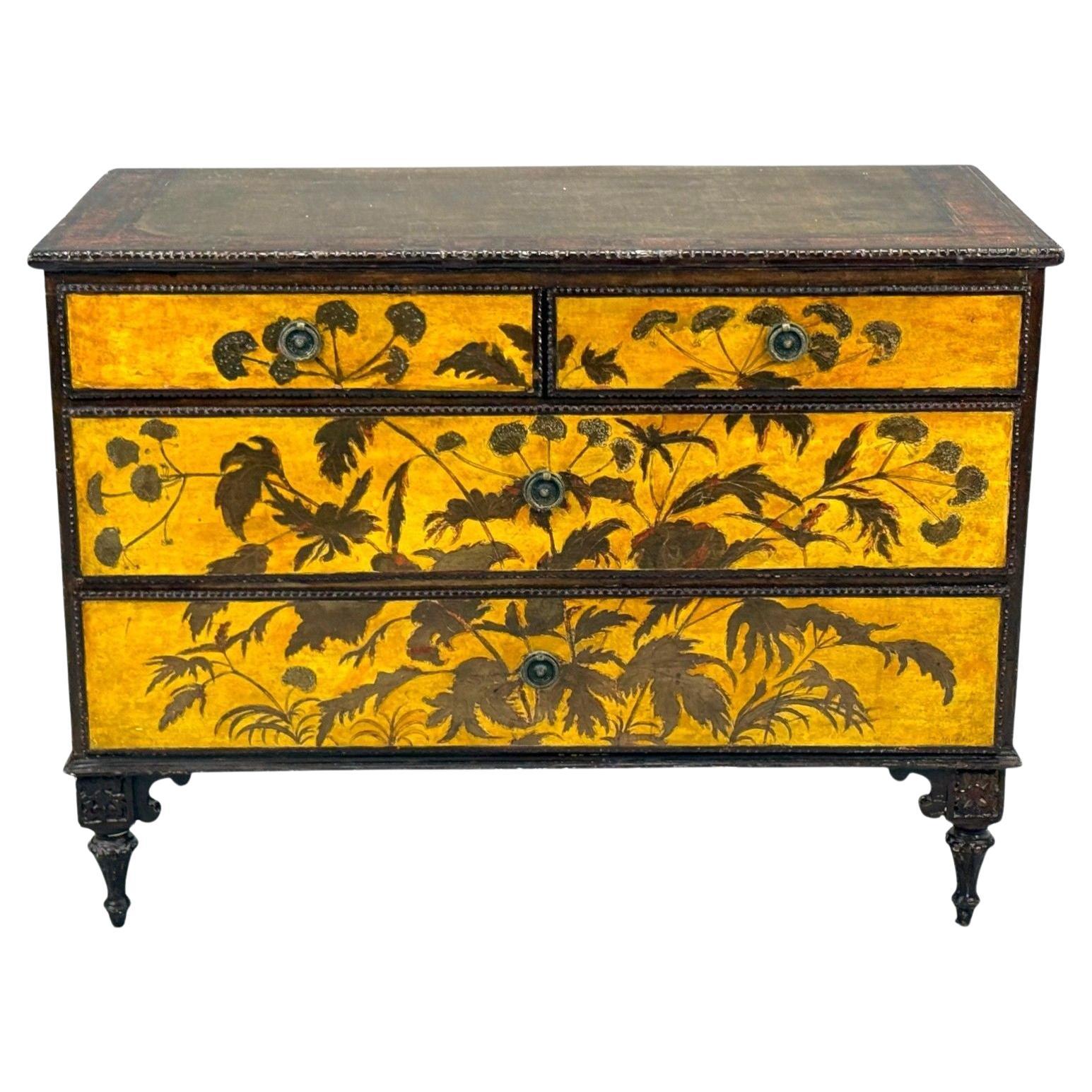 Max Kuehne, Commode in foglia d'argento, legno dipinto, raro, USA, anni '50