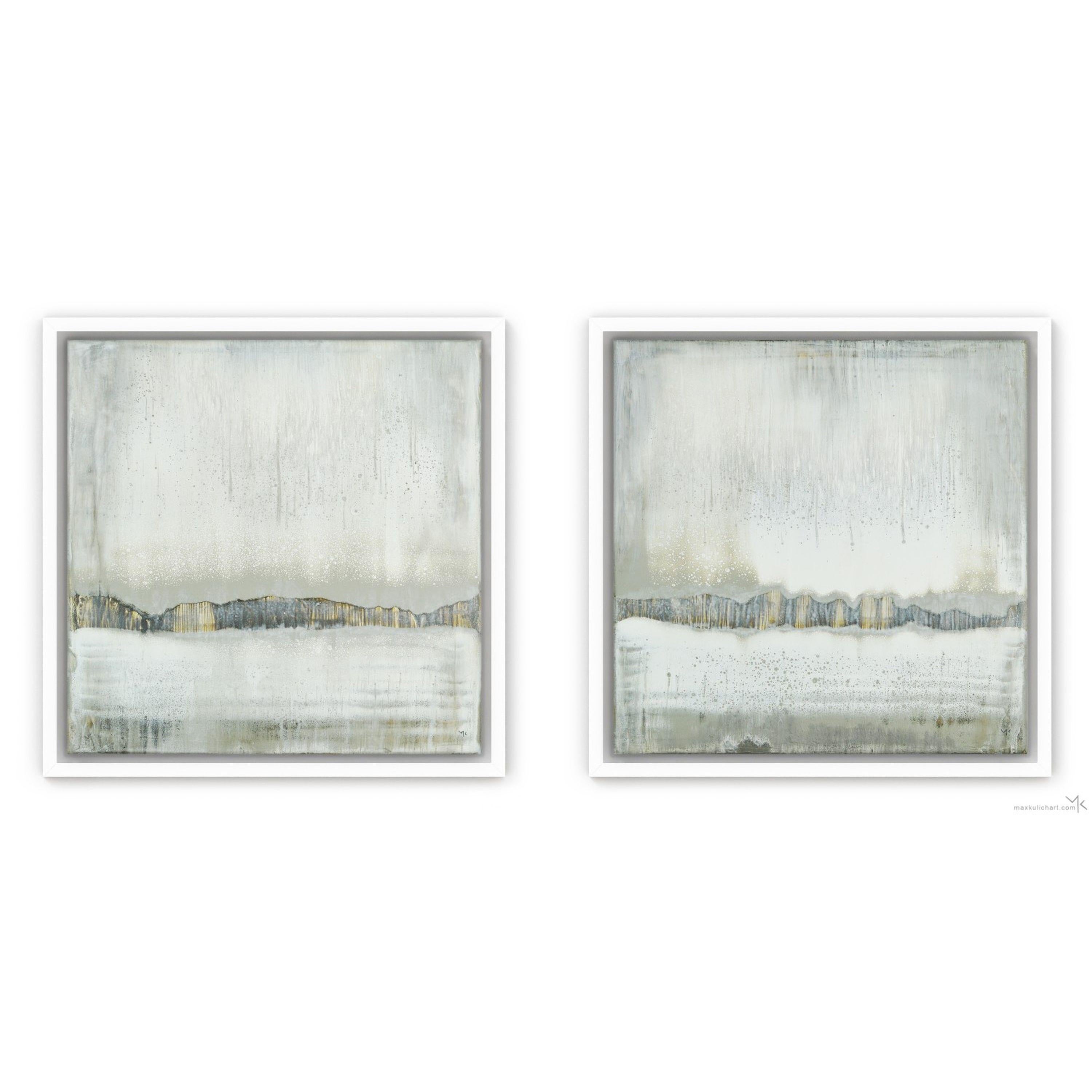 Max Kulich Abstract Painting - Silver Streams  Set of 2, Painting, Acrylic on Canvas