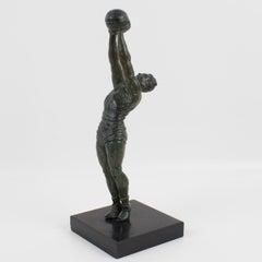 Max Le Verrier Art Deco Bronze BasketBall Player Sports Sculpture