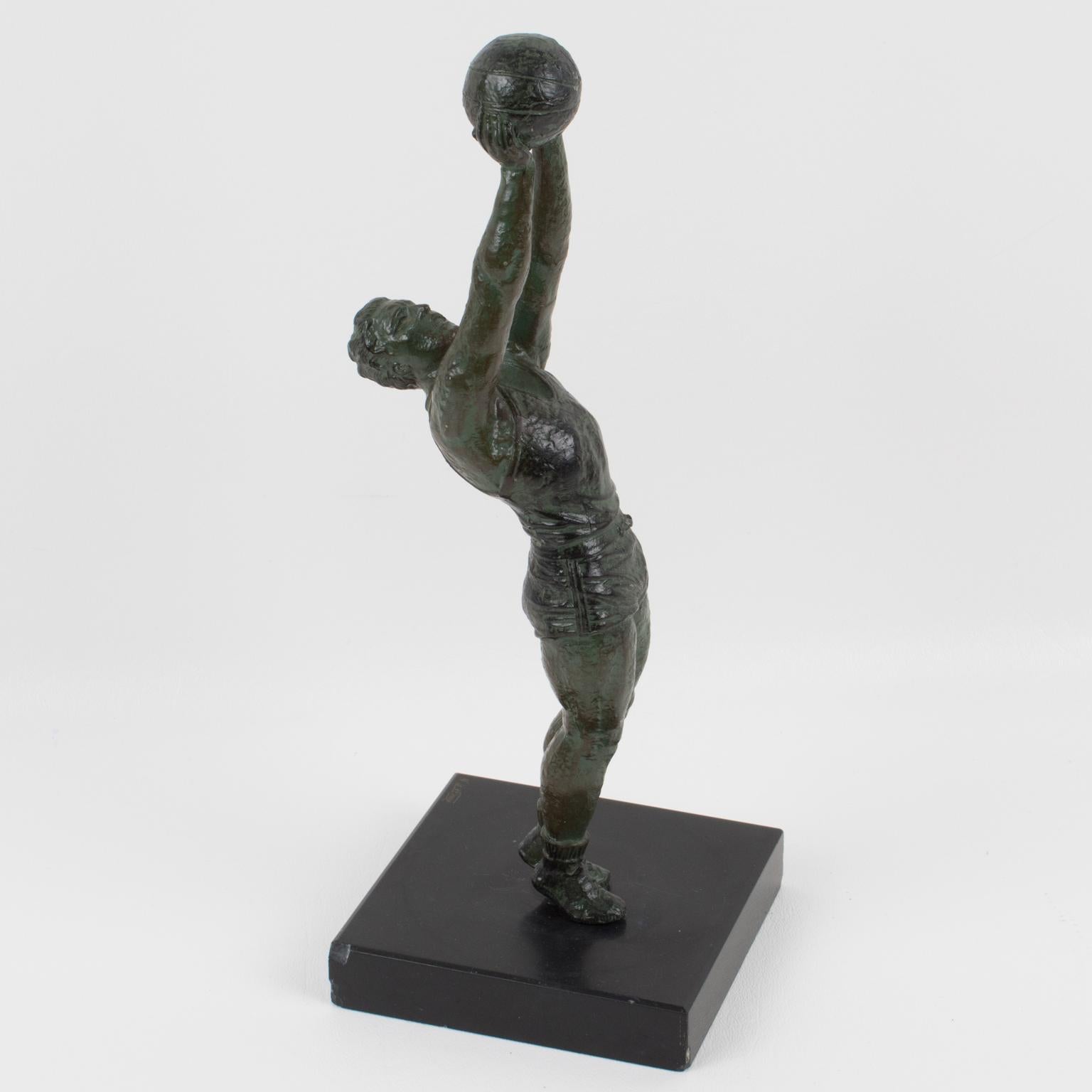 French Max Le Verrier Art Deco Bronze BasketBall Player Sports Sculpture