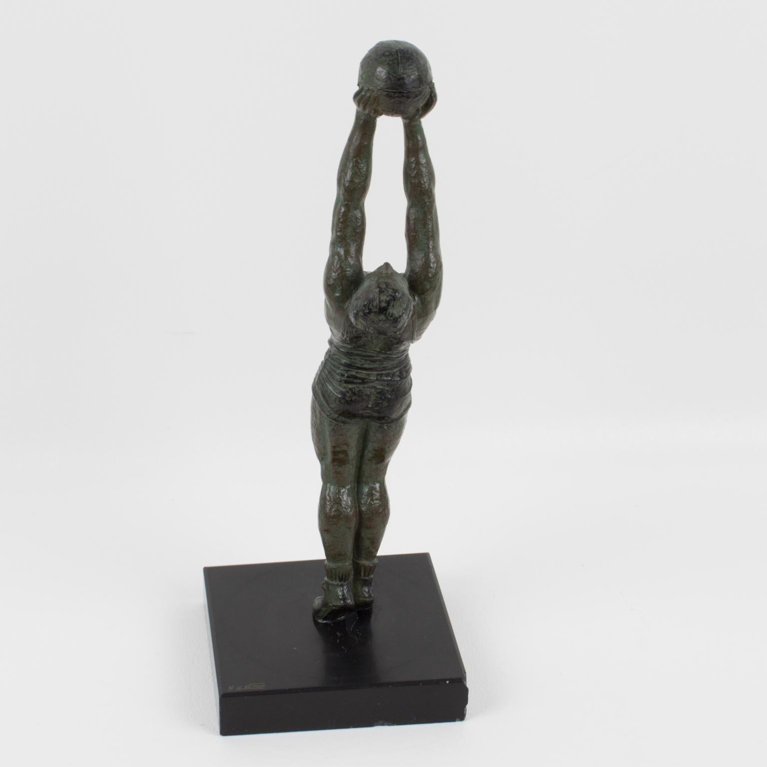 Metal Max Le Verrier Art Deco Bronze BasketBall Player Sports Sculpture