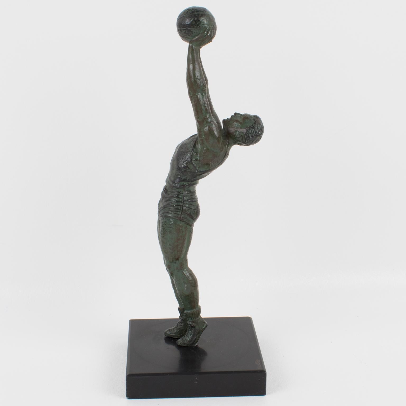 Max Le Verrier Art Deco Bronze BasketBall Player Sports Sculpture 1